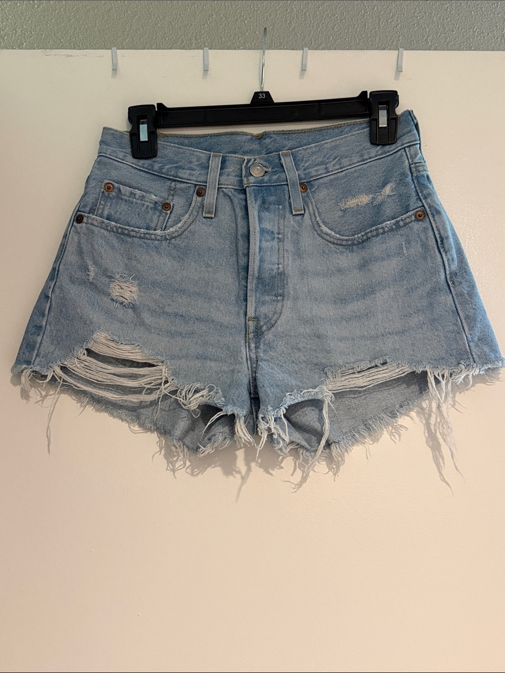 Women’s Levi Light Wash Distressed Denim Shorts
